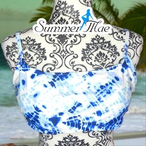 SUMMER MAE Blue & White Tie Dye Bikini Top- XLarge